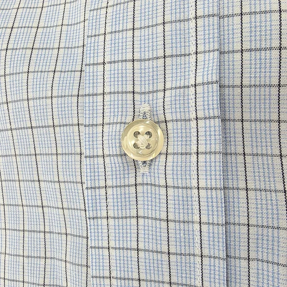 Quiet Luxury Valentino Roma Dress Shirt Men 17.5 Blue Check Italian - Picture 7 of 14